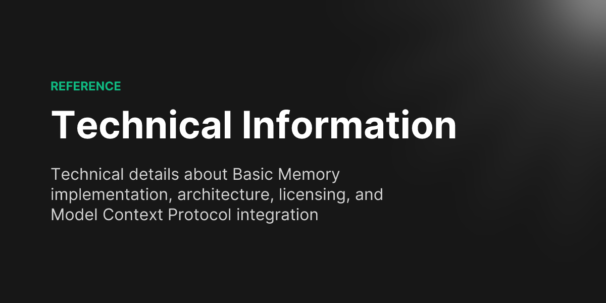 Technical Information - Basic Memory