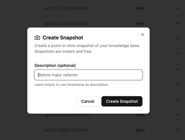 Create snapshot