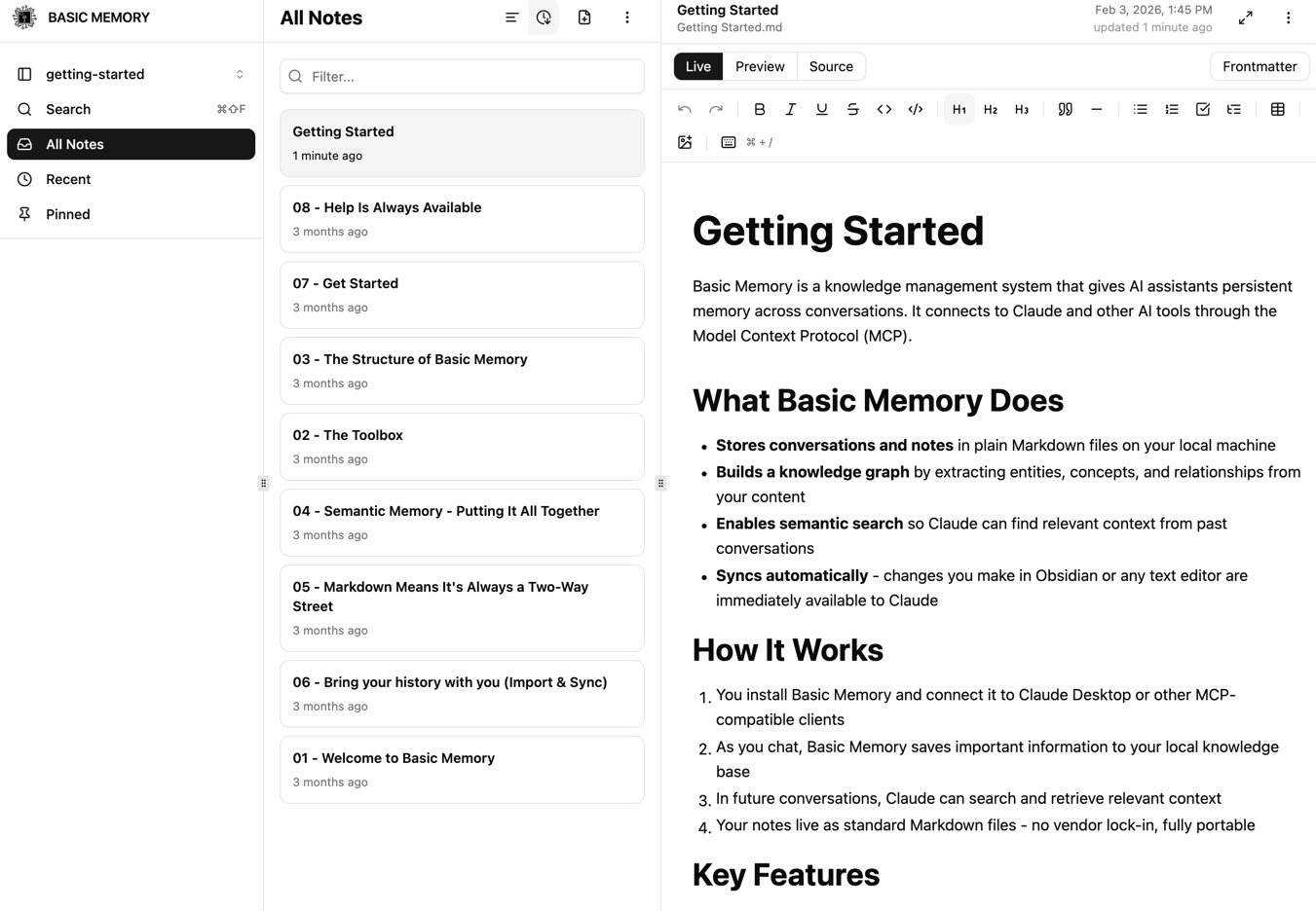 Web app - First note