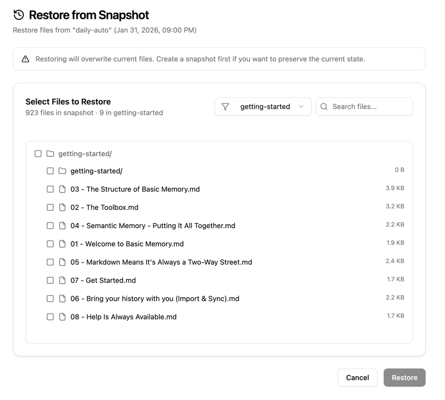 Restore from snapshot