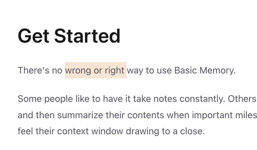 Selected text and the review actions in the rich editor toolbar