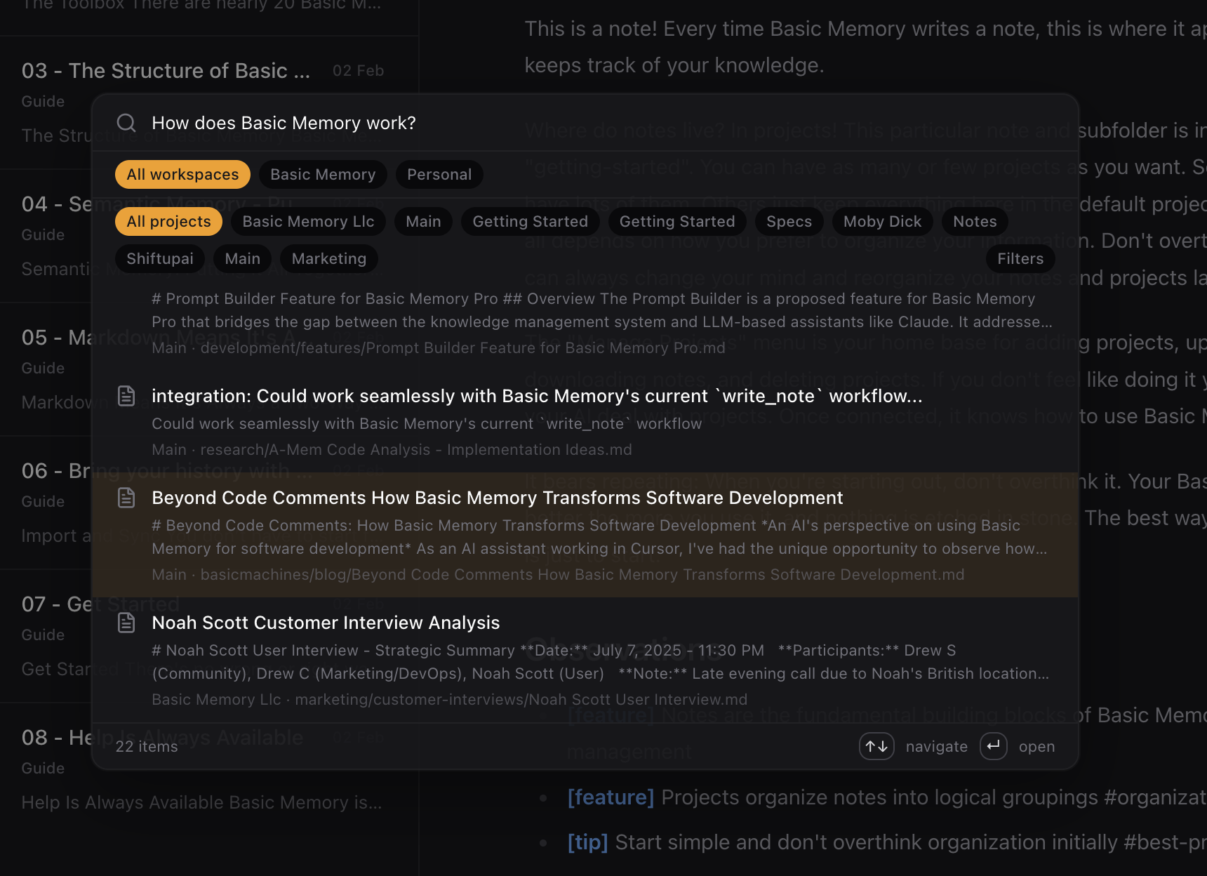 Search notes