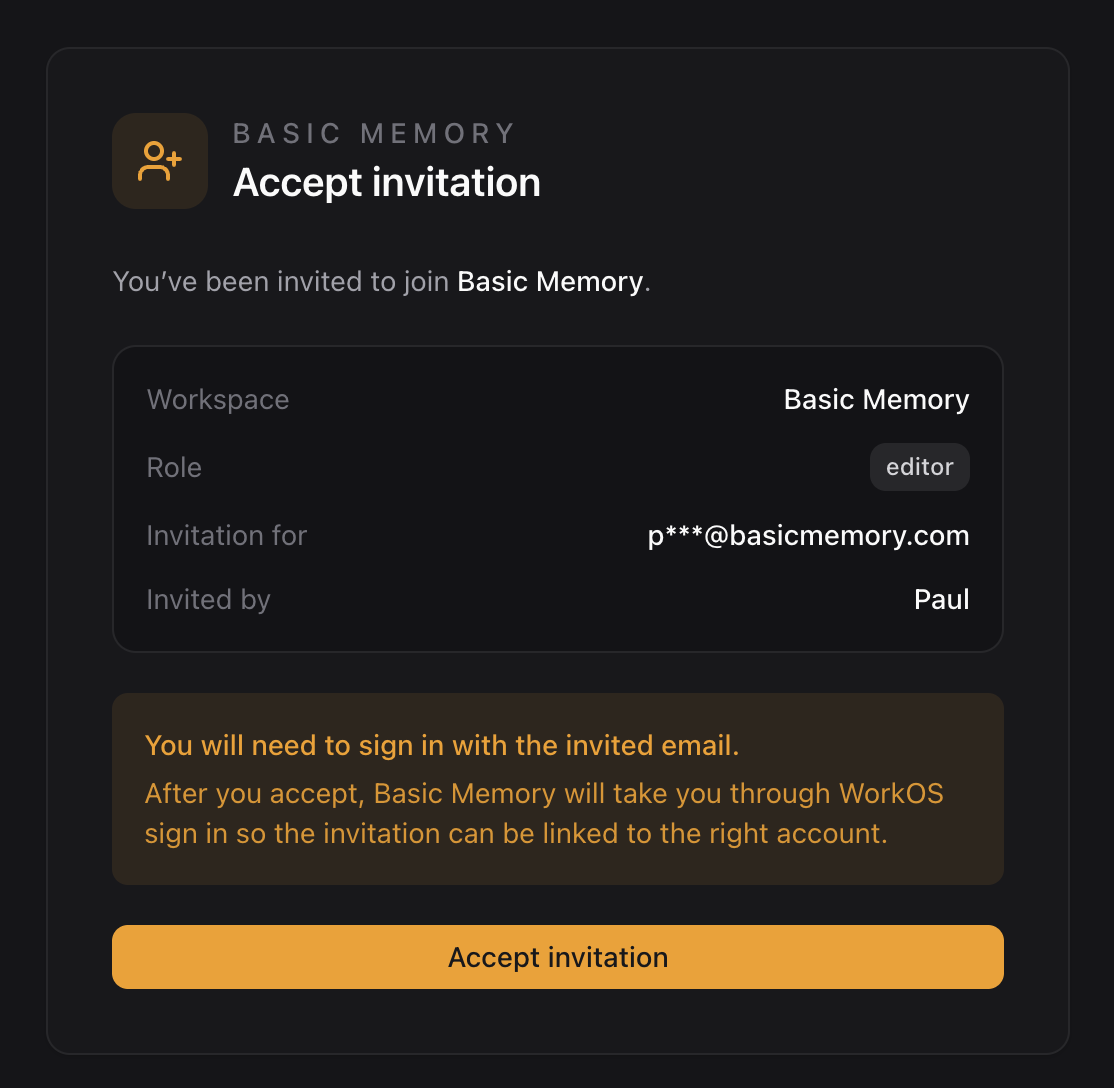 Accept an invitation