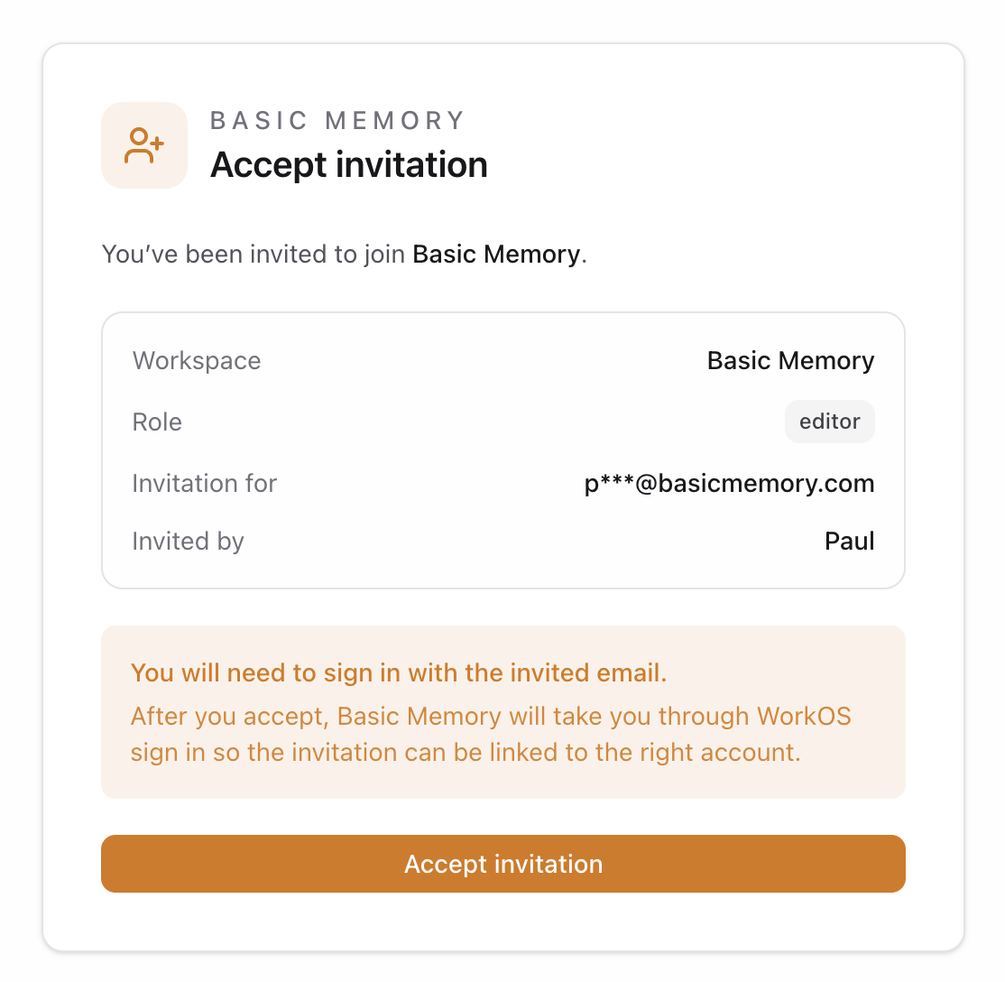 Accept an invitation