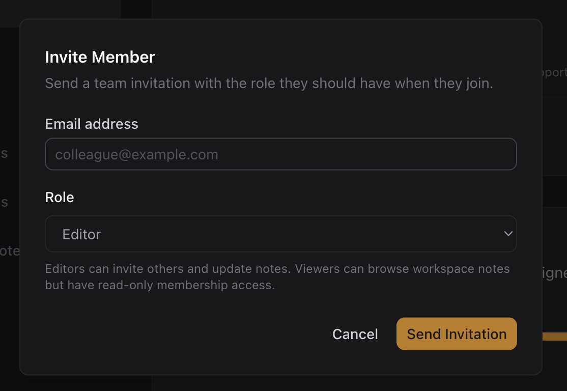 Team invitation email