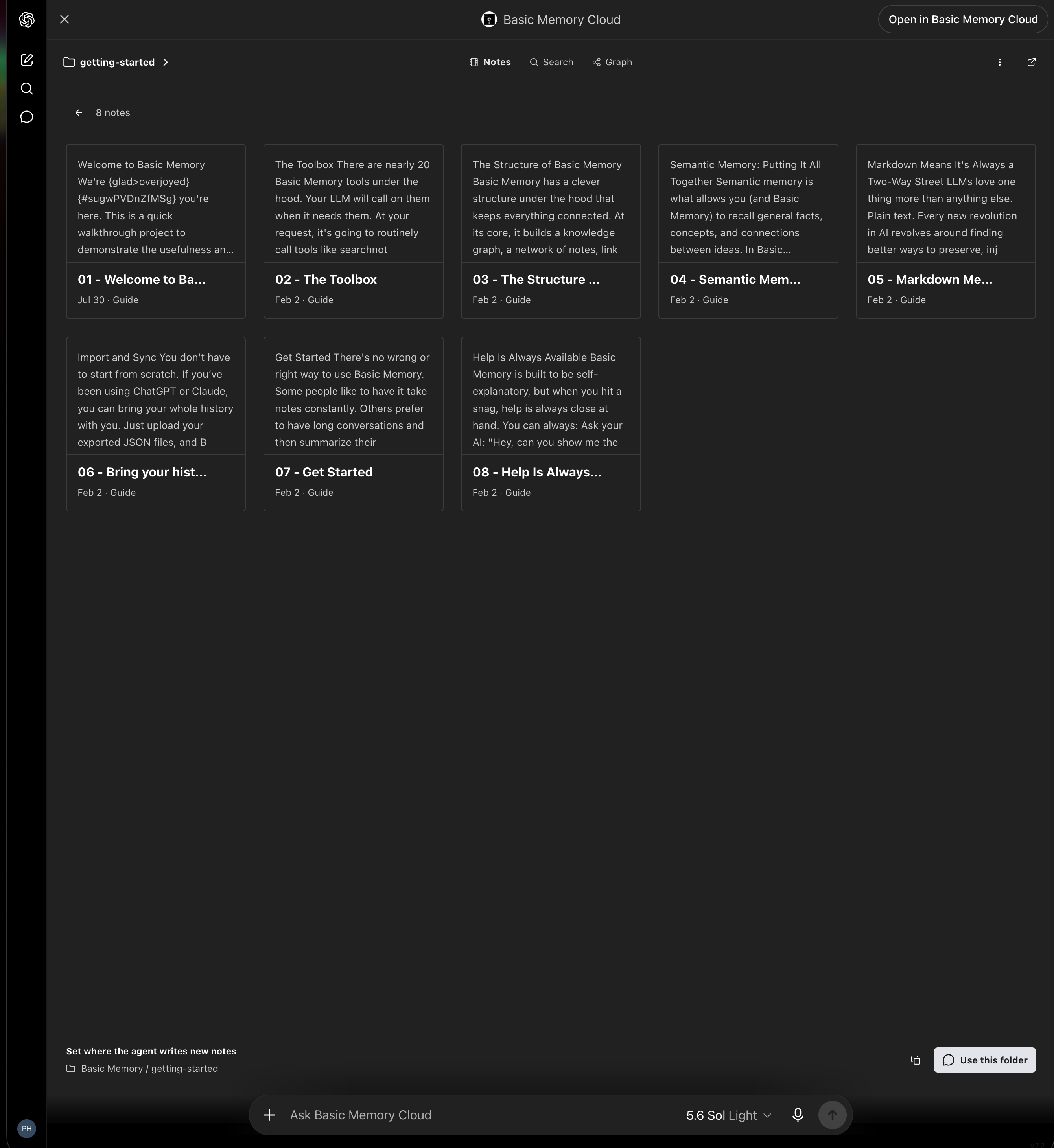 The Pocketbook expanded to a full-screen workspace in an AI client